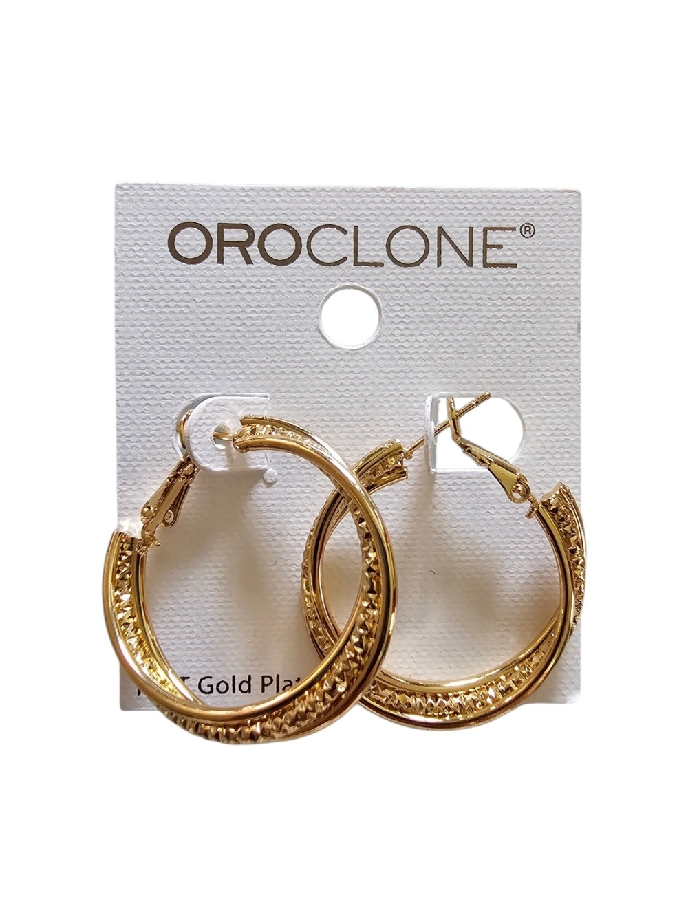 Oroclone 14KT Gold Plated Textured Hoop Earrings